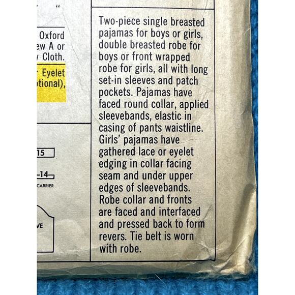 McCalls 9278 Sewing pattern kids pajamas robe size 6 - Picture 7 of 7